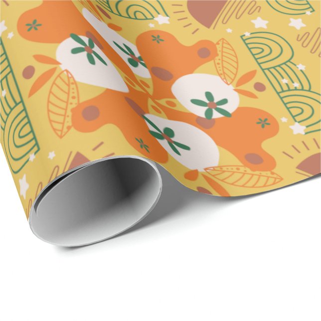 wrapping paper with  orange,yellow floral pattern (Creator Uploaded)