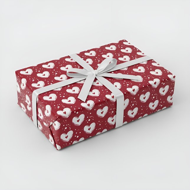 Wrapping Paper with Red Hearts Pattern (Creator Uploaded)