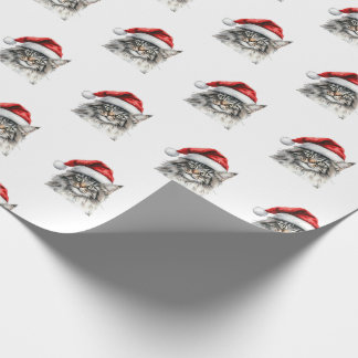 Wrapping Papers - Festive Maine Coon at Christmas Paper