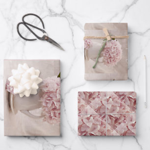 Wrapping Sht. Qty 3 Simplicity Hydrangeas in Pink Wrapping Paper Sheet