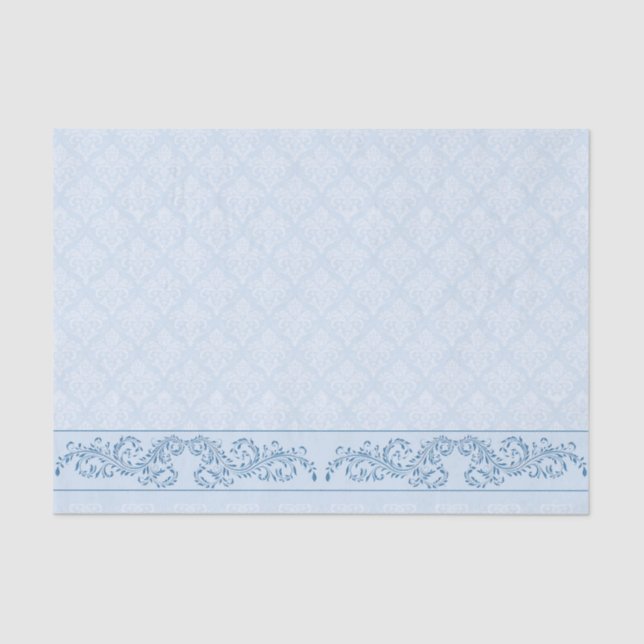 Wrapping Tissue - Icy Blue Damask Paper (Front)