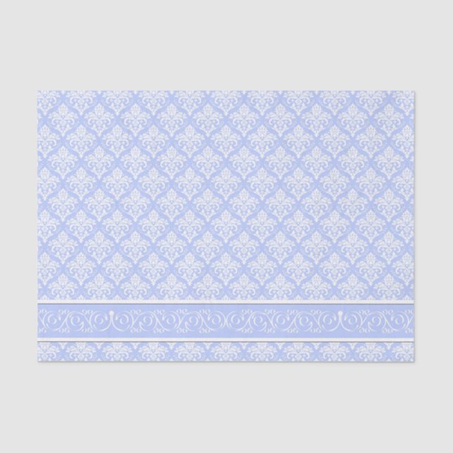 Wrapping Tissue - Wedgewood Blue Damask Paper (Front)