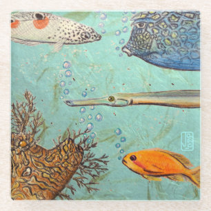 Wrasse & Friends Classy Glass Coaster
