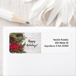 Wreath and Holly Holiday Collection Return Address Label