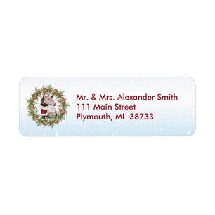 Wreath and Santa Wreath Address Label Return Address Label
