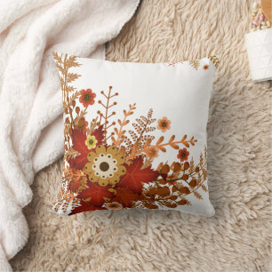 Wreath autumn with Flowers Cushion