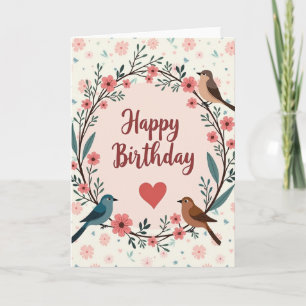 Wreath Birds Birthday Card