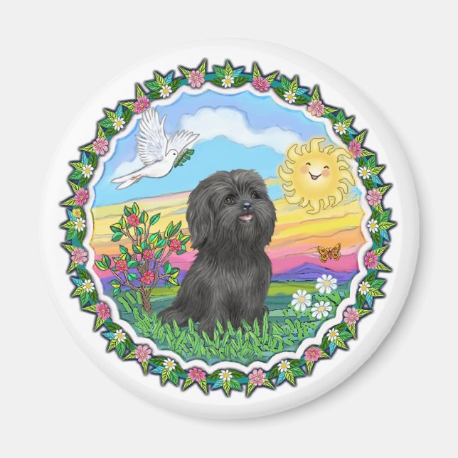Wreath - Black Shih Tzu Magnet (Front)