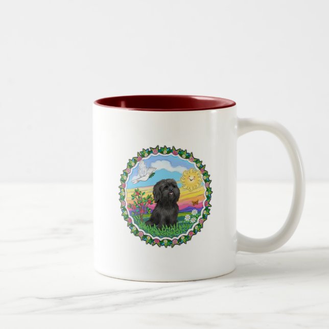 Wreath - Black Shih Tzu Two-Tone Coffee Mug (Right)