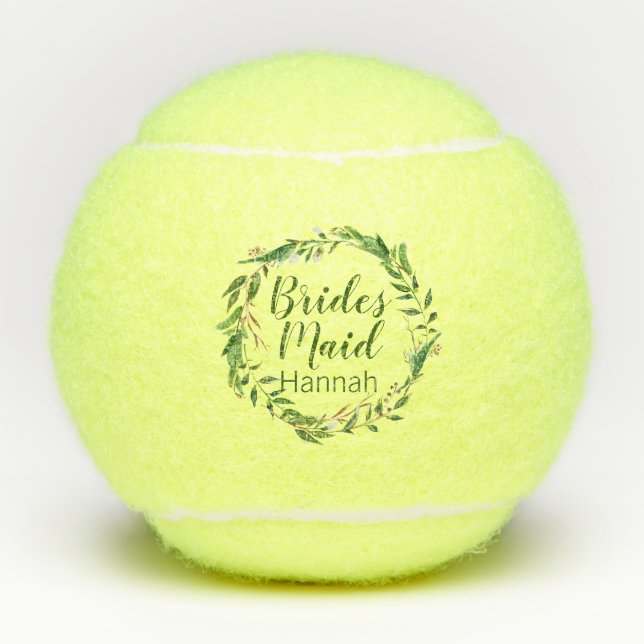 Wreath Bridesmaid Wedding Gift Tennis Balls (Front)