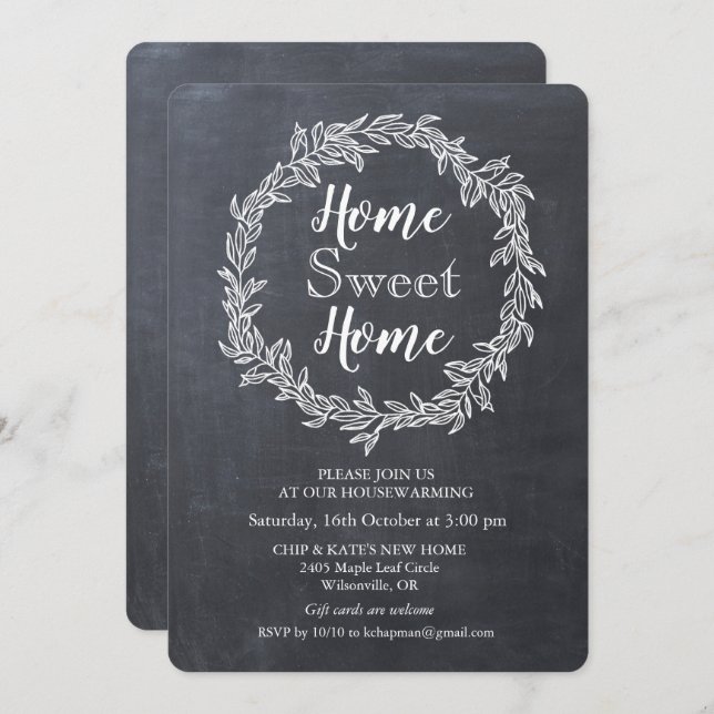 Wreath Chalk Housewarming Invitation (Front/Back)