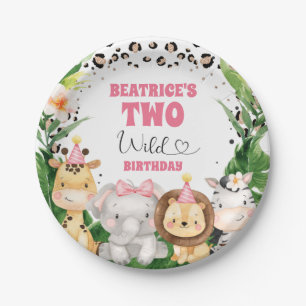 Wreath Cheetah Print Safari Birthday Party Paper Plate