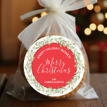 Wreath Christmas Homemade Holiday Baking Classic Round Sticker<br><div class="desc">Beautiful "Sweet Holiday Wishes" stickers to label your Christmas holiday homemade goods,  cookies,  candy,  treats,  party favours and more featuring a winter greenery and berries wreath,  Merry Christmas and your name in chic lettering.</div>