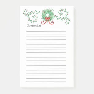Wreath Christmas List 4 x 6 Post-it Notes