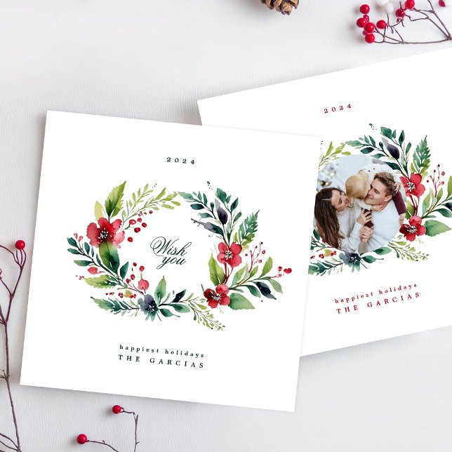 Wreath Christmas Winter Photo Holiday Card (Creator Uploaded)