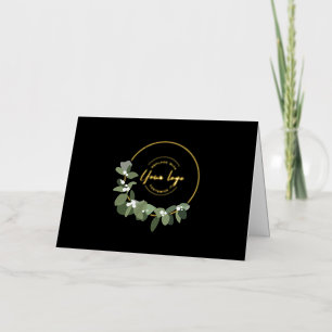 Wreath Custom Corporate logo Real Gold Foil Holiday Card