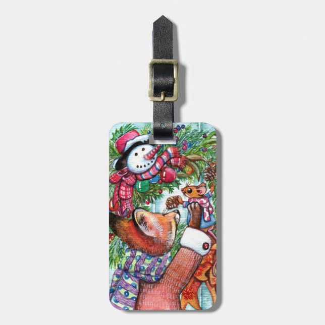 Wreath Decorating Luggage Tag (Front Vertical)