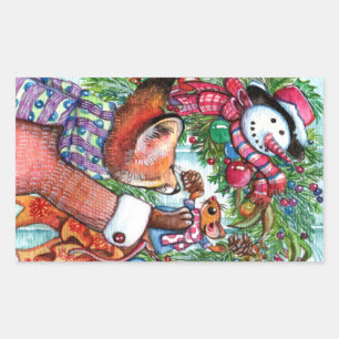 Wreath Decorating Rectangular Sticker