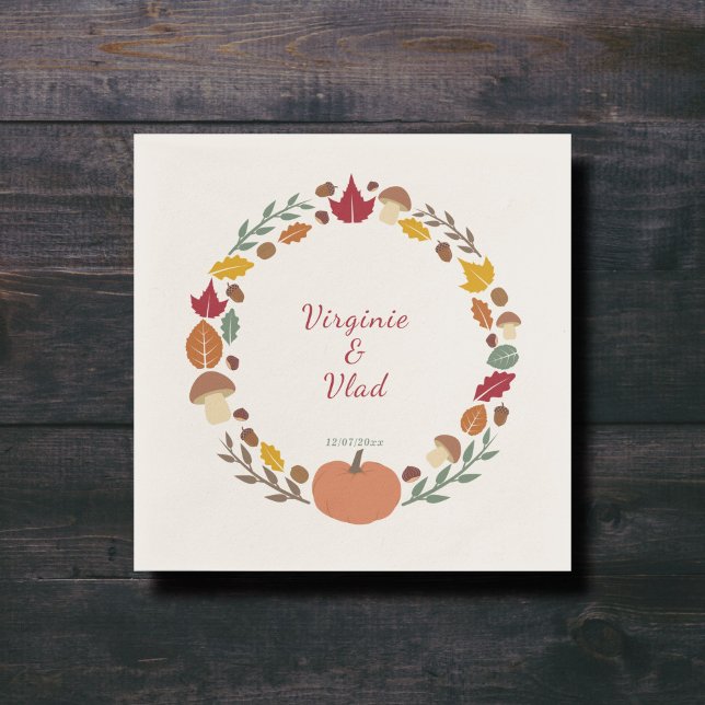 Wreath & Fall Wedding Napkins (Fall Wedding Napkin)