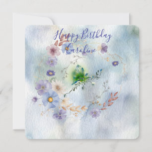 Wreath Floral and whimsy birthday invitation