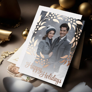 Wreath Frame and Your Photo Foil Holiday Card