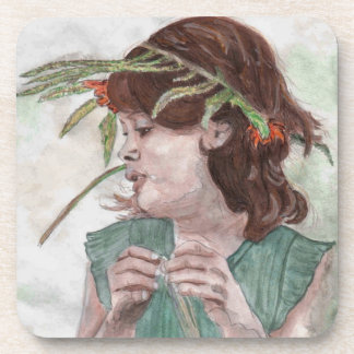 Wreath Girl by Theresa Hartman Coaster