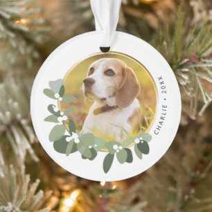 Wreath Happy Holidays Pet Dog Custom photo Ornament