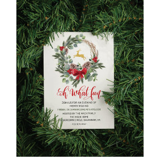 Wreath Holiday Christmas Winter Party Invitation