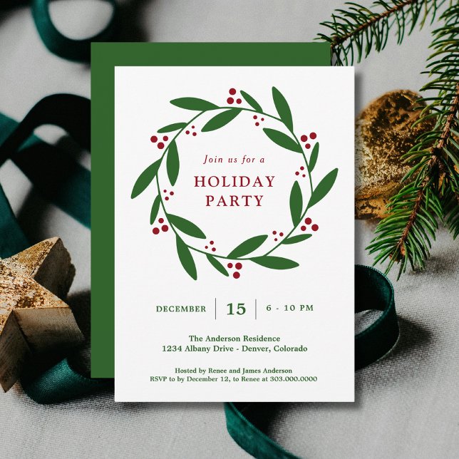Wreath Holiday Party  Invitation (Creator Uploaded)