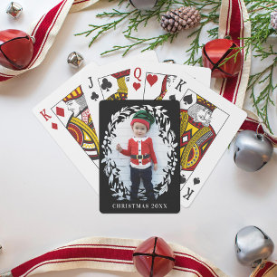 Wreath Holiday Photo Playing Cards