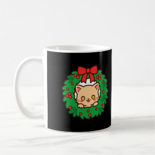 Wreath Kitten Christmas Coffee Mug
