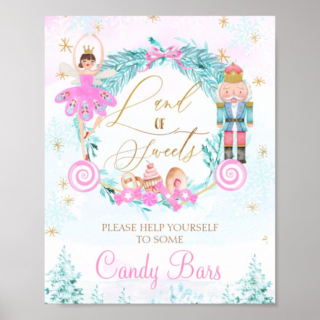 Wreath Land of Sweets Nutcracker Birthday Sign (Front)