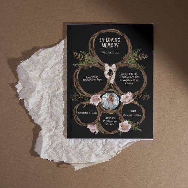 Wreath Magnolia Elegant Funeral Program (Creator Uploaded)