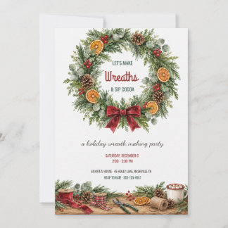 Wreath Making Party Christmas Workshop Invitation