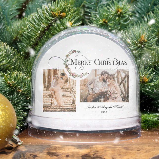 Wreath & Merry Christmas Multi-Photo Snow Globe (Creator Uploaded)