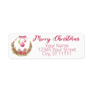 Wreath Merry Christmas Return Address Label