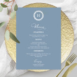 Wreath Monogram Wedding Menu Cards Dusty Blue<br><div class="desc">A simple chic calligraphy wedding menu card. I do offer a free customisation service,  if you have any questions or special requests,  please feel free to contact me.</div>
