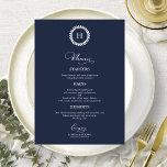 Wreath Monogram Wedding Menu Cards Navy blue<br><div class="desc">A simple chic calligraphy wedding menu card. I do offer a free customisation service,  if you have any questions or special requests,  please feel free to contact me.</div>