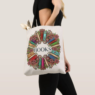 Wreath of Books Book Lovers Writers Bibliophiles Tote Bag