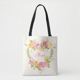 Wreath of Colourful Roses Tote Bag