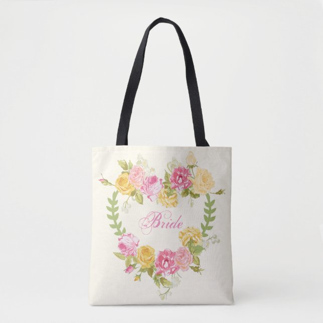 Wreath of Colourful Roses Tote Bag (Front)