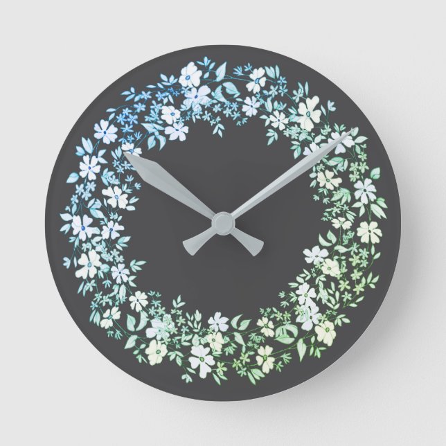 Wreath of flowers and leaves round clock (Front)
