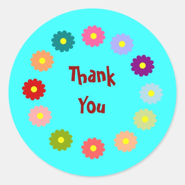 Wreath of Flowers Thank You Stickers (Front)