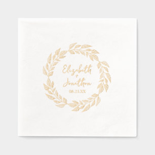 Wreath of Leaves Wedding ID1056 Foil Napkins