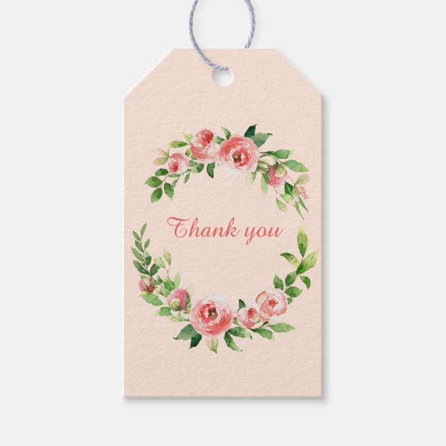 Wreath of Roses Thank You Gift Tag (Front)