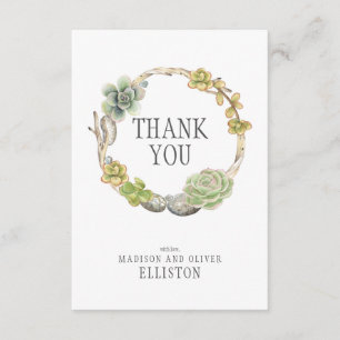 Wreath of Succulents, Twigs and Stones   Thank You Card