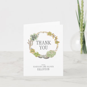 Wreath of Succulents, Twigs and Stones Thank You Card