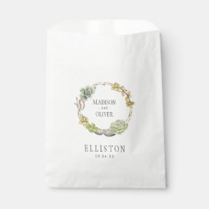 Wreath of Succulents, Twigs and Stones Wedding Favour Bag