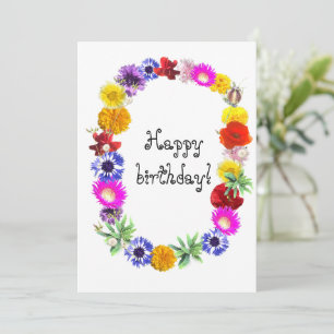 wreath of summer bright flowers in Ukrainian style Holiday Card