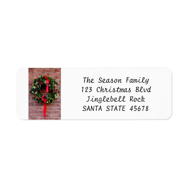 Wreath on bricks Christmas address label Return Address Label (Front)